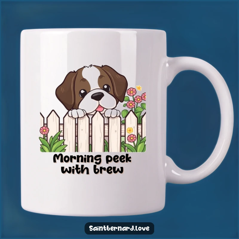 Funny Kawaii Saint Bernard Mug - Garden Peek Humor & Dog Lover Gift