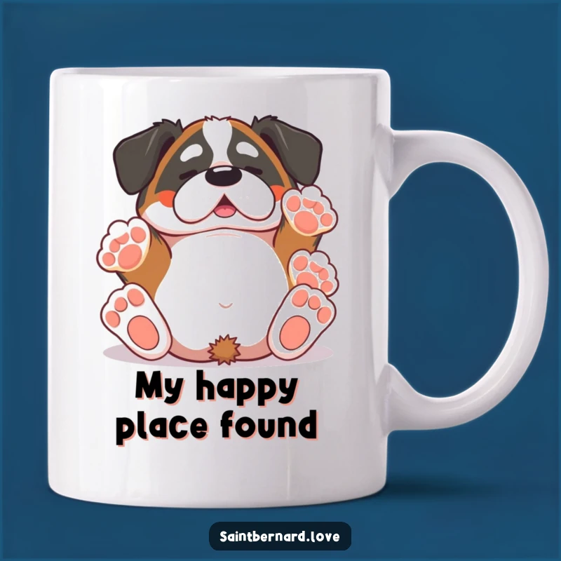 Funny Kawaii Saint Bernard Rolling Paws Up Mug - Hilarious Dog Lover Gift Idea