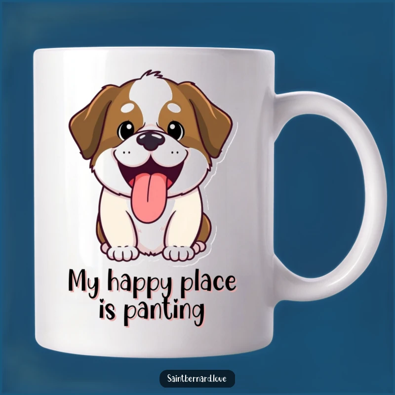Funny Kawaii Saint Bernard Mug: Happy Panting Dog, Perfect Humorous Gift