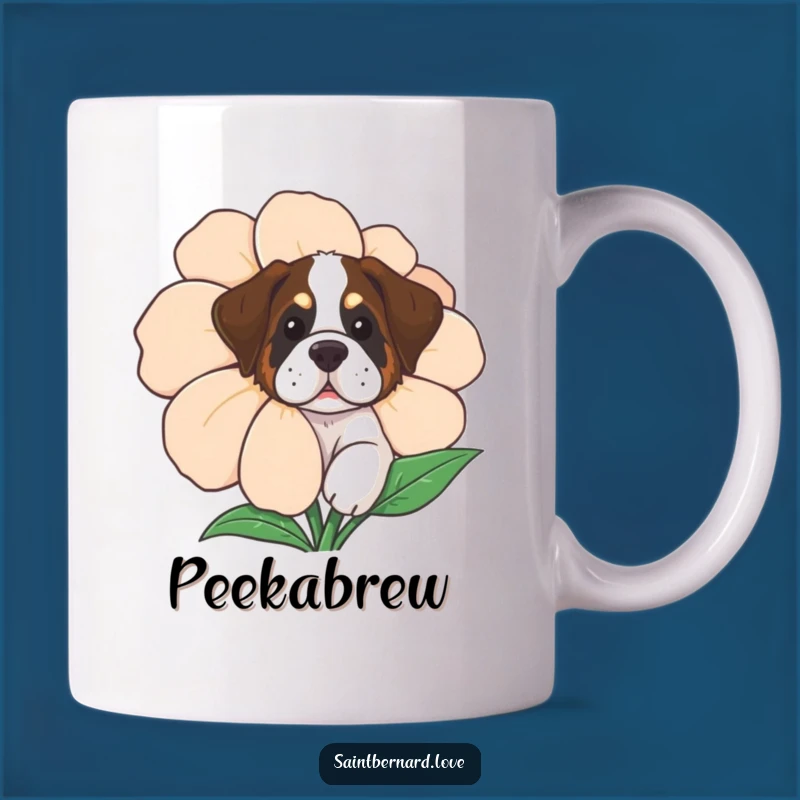 Funny Curious Saint Bernard Mug - Whimsical Peek-a-Boo Dog Design, Perfect Funny Gift