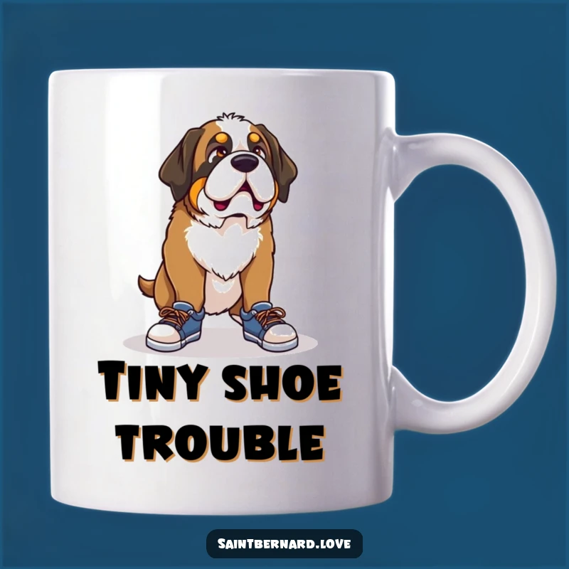 Funny Saint Bernard Shoe Mug - Comical Pup, Tiny Footwear Gift