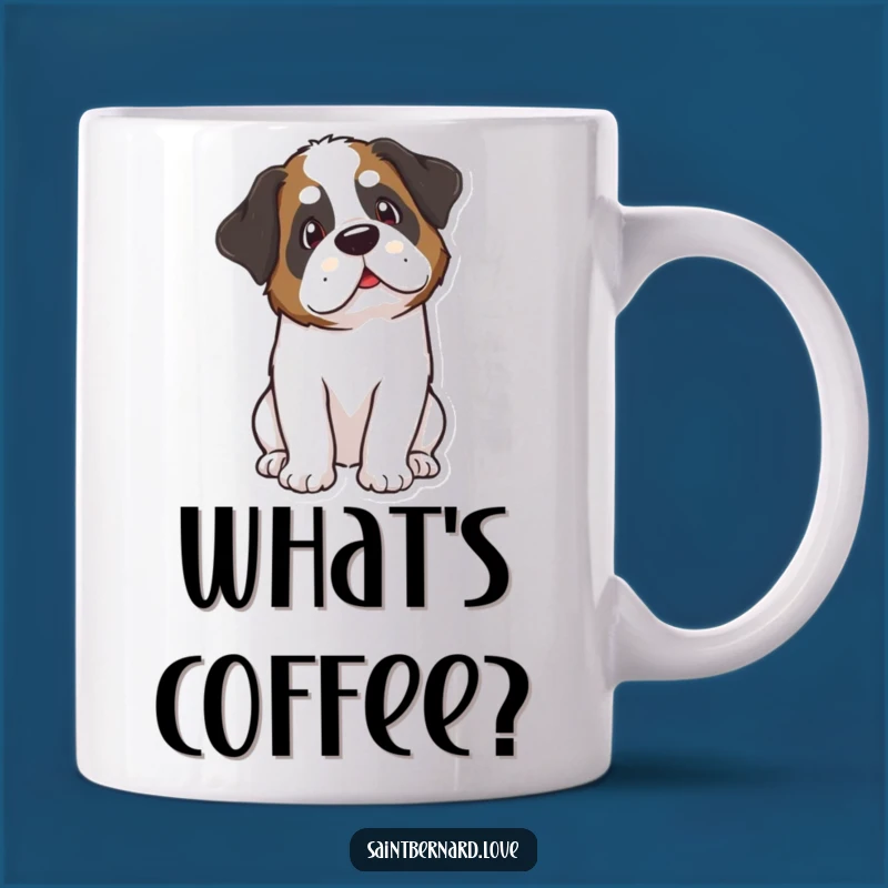 Funny Kawaii Saint Bernard Curious Mug: Puzzled Paws & Grins - Perfect Funny Gift