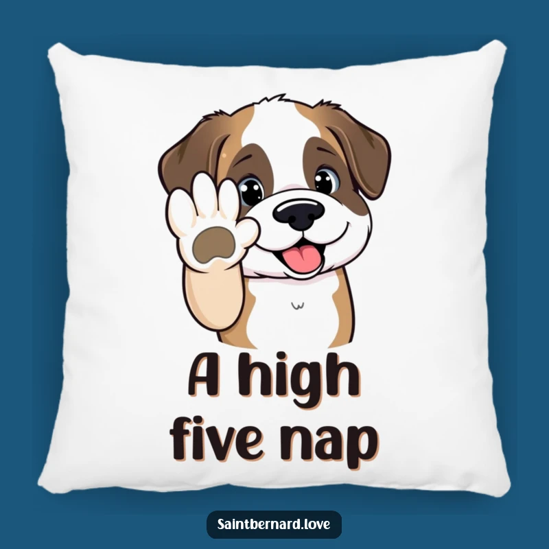 Funny Saint Bernard Pillow - Kawaii High Five Comfort Gift