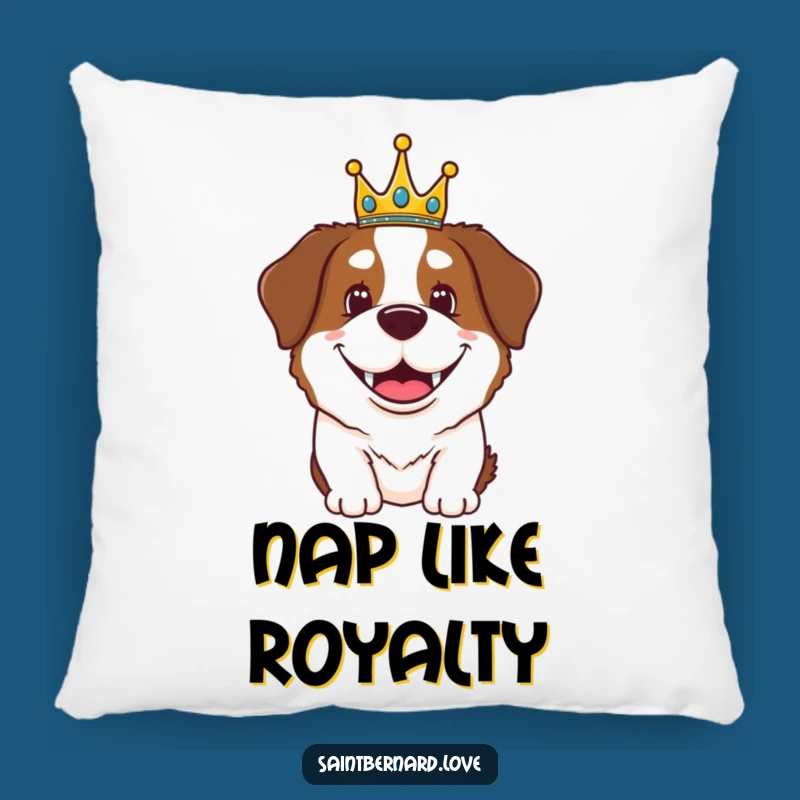 Comfy Funny Saint Bernard Crown Pillow - Royal Snuggle Buddy!