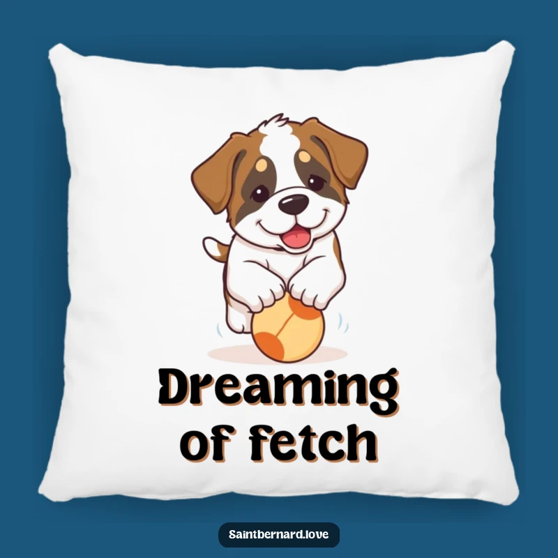 Funny Saint Bernard Puppy Pillow: Soft Cushion of a Floppy-Eared Pup Chasing a Ball - Cozy!