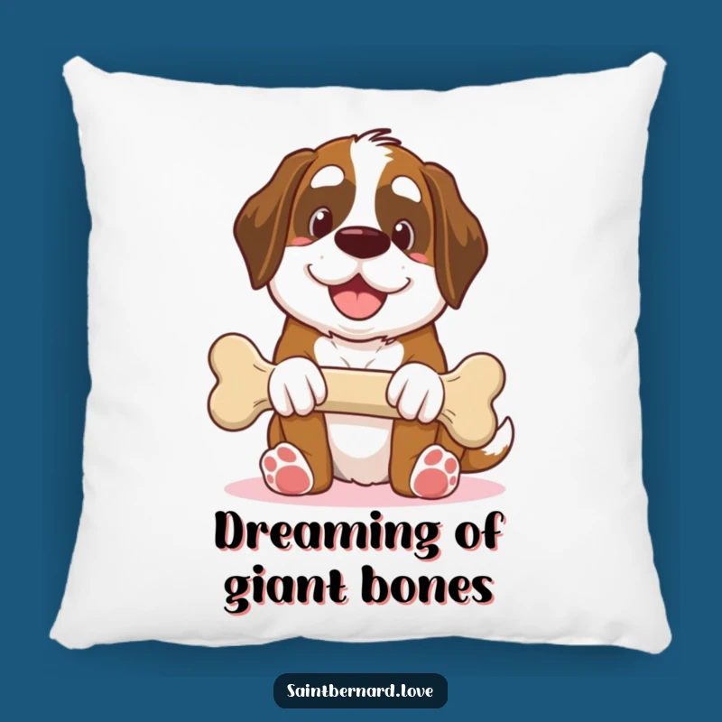 Funny Saint Bernard Pillow: Giant Bone Offering, Perfect Humorous Gift