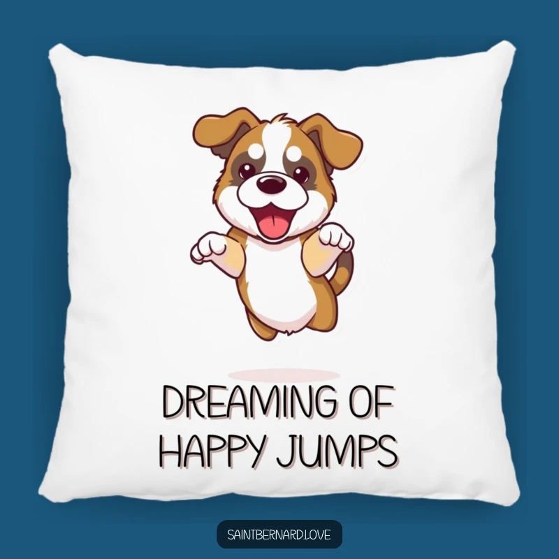Funny Kawaii Saint Bernard Pillow - Comfy Happy Jump Decor