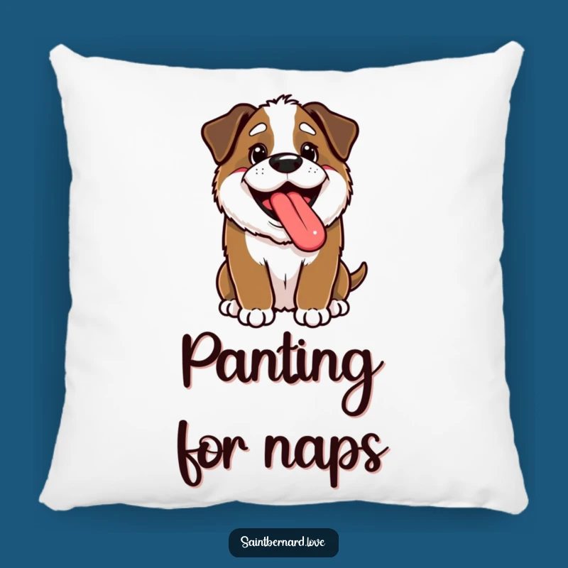 Funny Kawaii Saint Bernard Pillow - Happy Panting Comfort, Cozy Pup