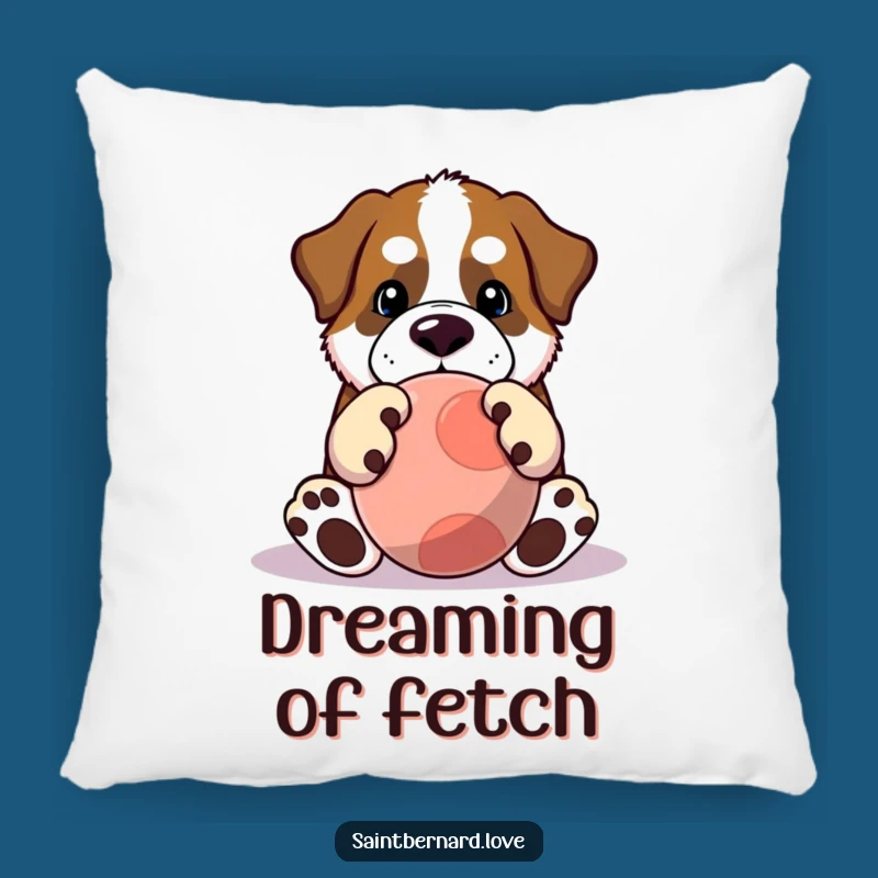 Funny Saint Bernard Pillow: Big Paws, Big Ball Comfort - Cozy Playful Decor Gift