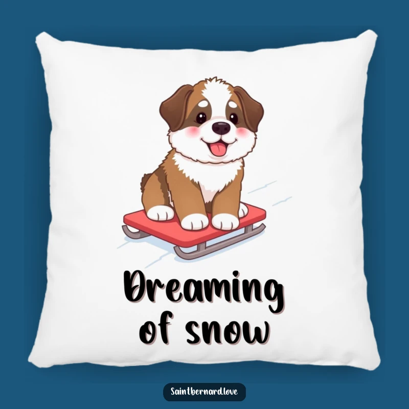 Funny Saint Bernard Pillow: Cozy Sledding, Rosy Cheeks, Perfect Humorous Gift Accent