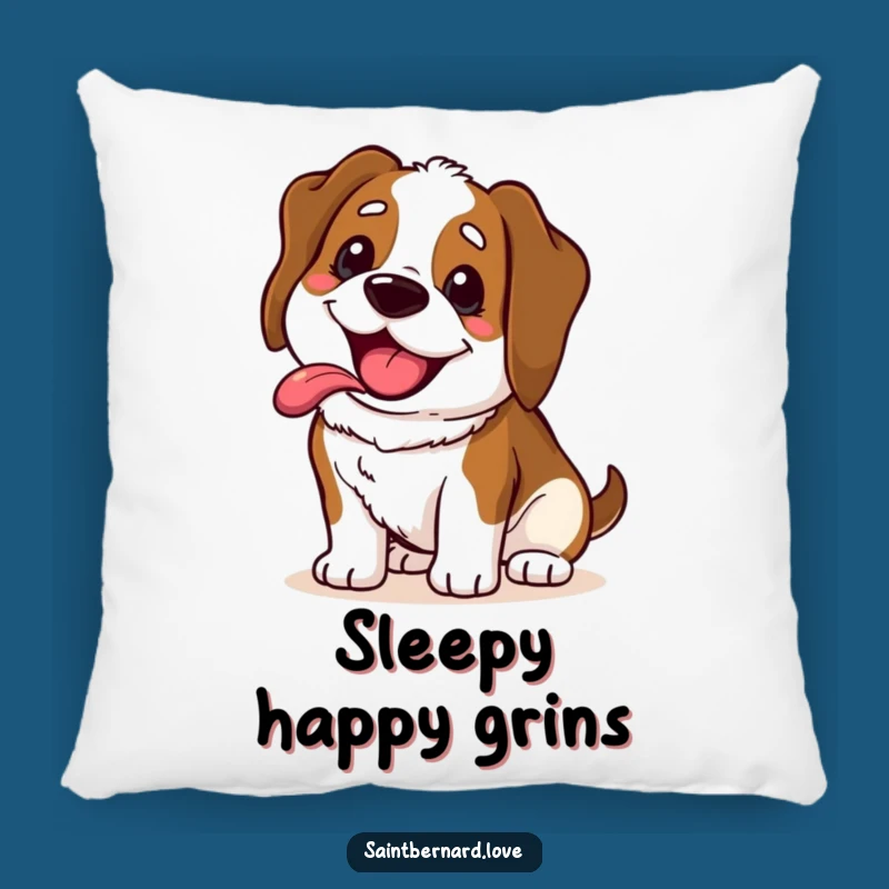 Funny Saint Bernard Pillow - Happy Grin Comfort Gift