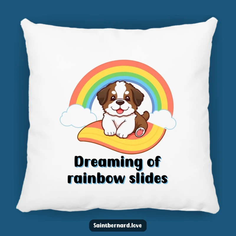 Funny Saint Bernard Rainbow Pillow - Cozy & Adorable Puppy Decor