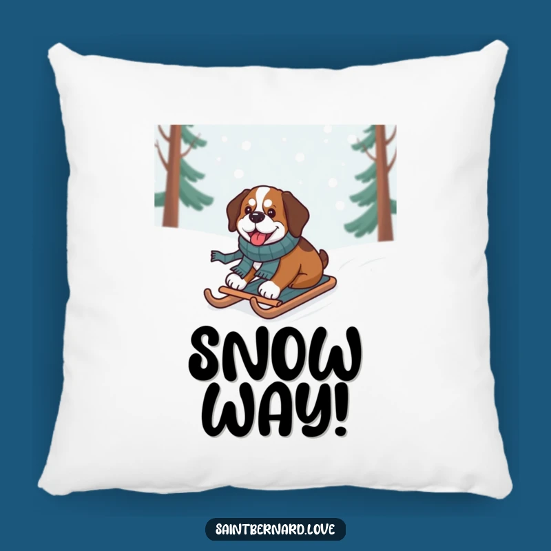 Funny Sledding Saint Bernard Pillow - Cozy Winter Dog Decor, Lovely Funny Gift