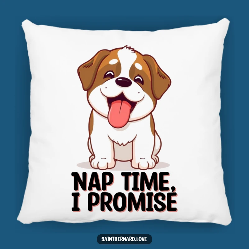 Funny Kawaii Saint Bernard Pillow: Cuddle Up with Hilarious, Tongue-Out Comfort