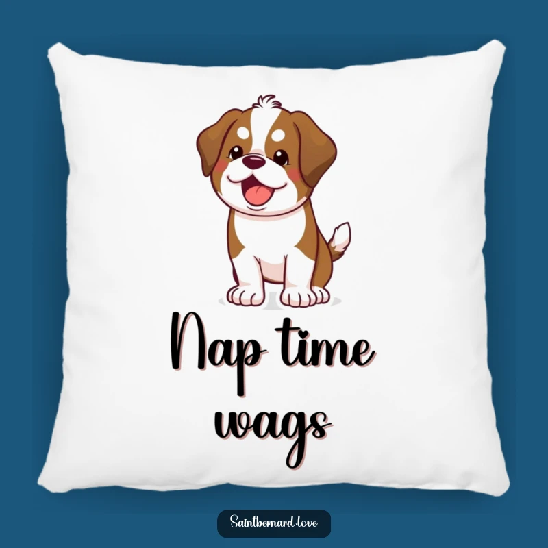 Funny Saint Bernard Wagging Pillow - Cozy Happy Dog Cushion, Gift