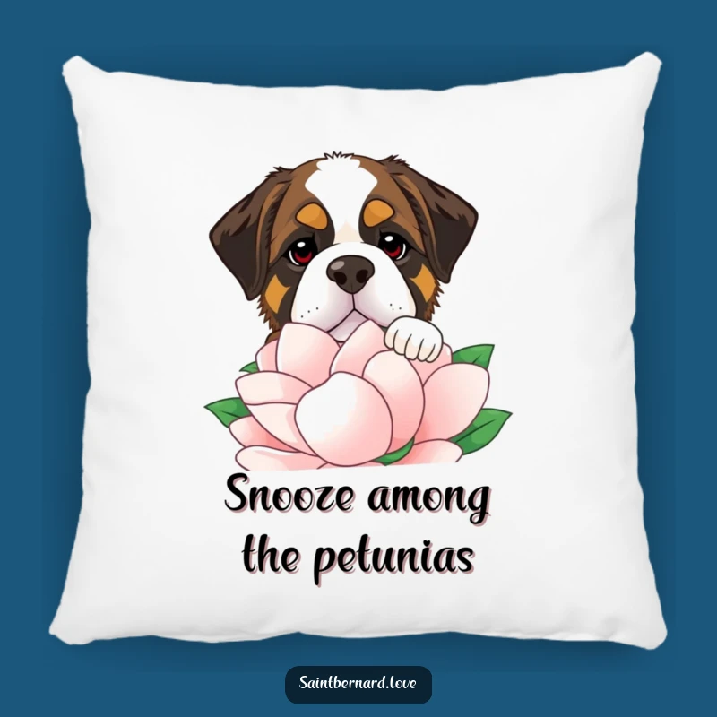 Funny Saint Bernard Flower Pillow - Soft & Humorous Dog Lover Decor