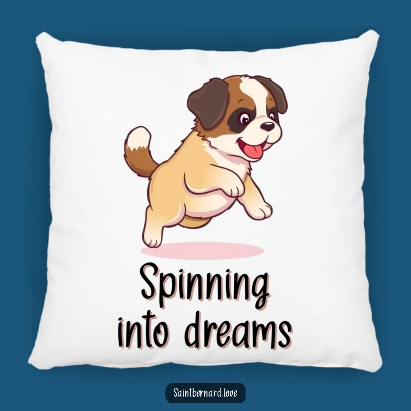 Funny Kawaii Saint Bernard Pillow - Tail Chasing Comfort, Cozy Pup