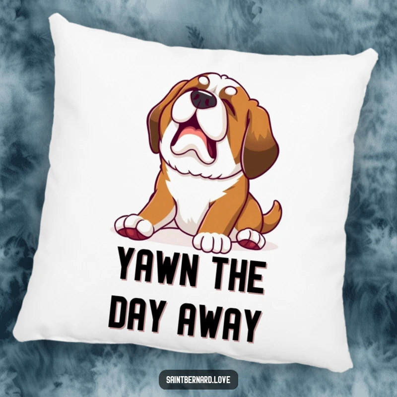 Funny Kawaii Saint Bernard Puppy Pillow: Puppy stretches with a huge yawn, soft funny gift.