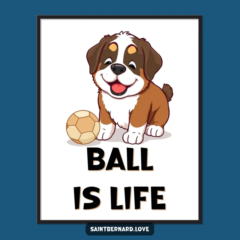 Funny Saint Bernard Ball Nudge Digital Art - Instant Hilarious Dog Decor