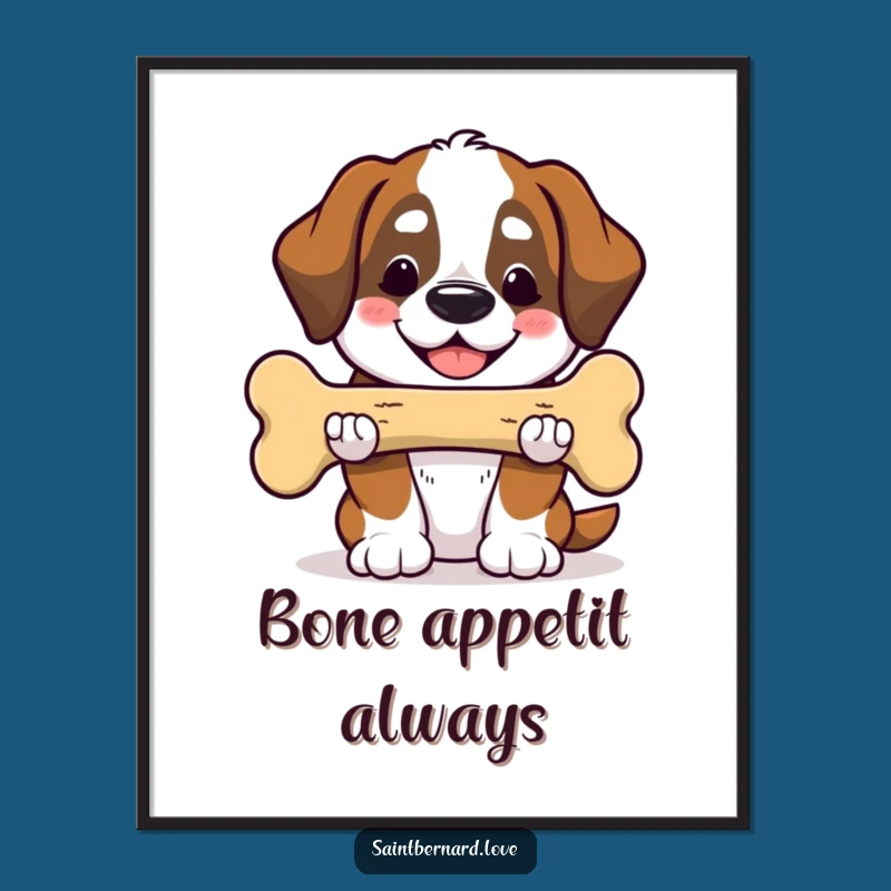 Funny Saint Bernard Digital Art: Giant Bone Smile - Instant Generous Decor Gift
