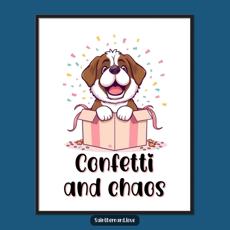 Funny Saint Bernard Digital Art Print - Dramatic Reveal for Instant Celebration