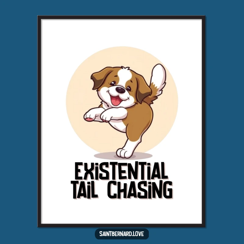 Funny Saint Bernard Digital Art Print - Joyful Pup Power for Instant Smiles