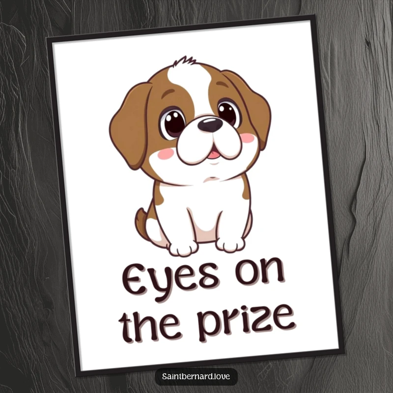 Funny Kawaii Saint Bernard Digital Art: High-resolution art of a dog with adoring eyes, perfect to frame.