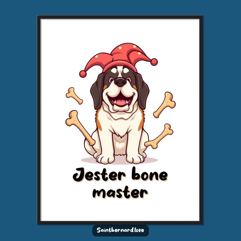 Funny Jester Saint Bernard Digital Art - Giant Dog Juggling Bones for Instant Laughs