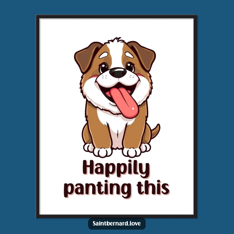 Funny Kawaii Saint Bernard Digital Art - Happy Panting Instant Decor