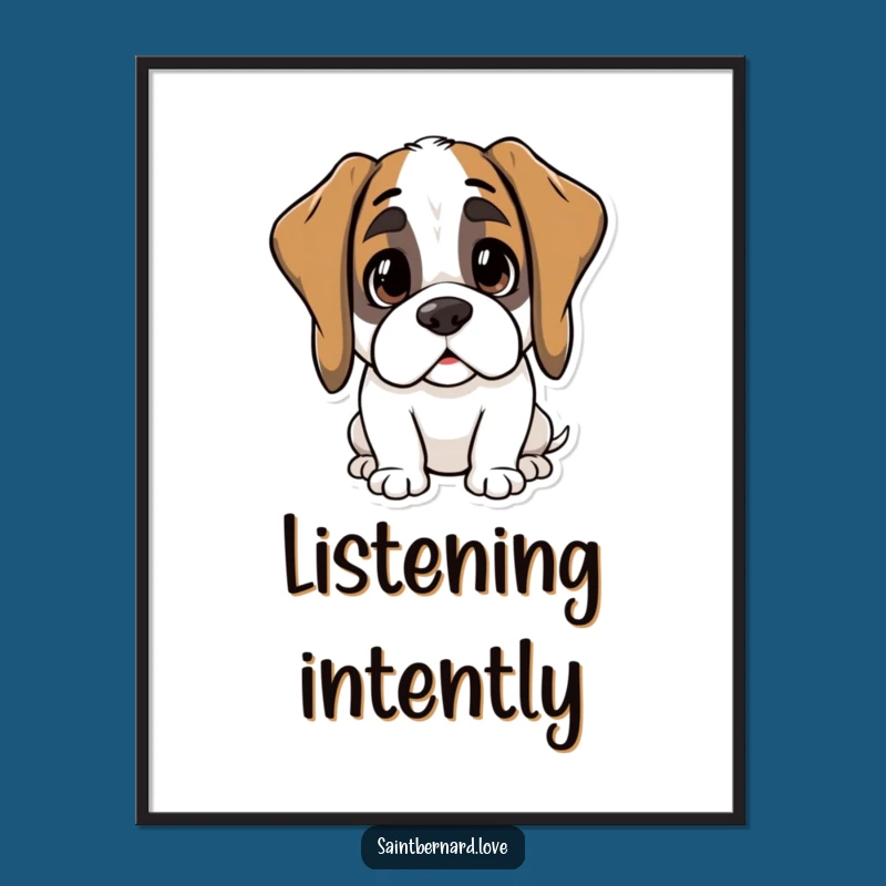 Funny Kawaii Saint Bernard Digital Art - Instant Curiosity Gift Download