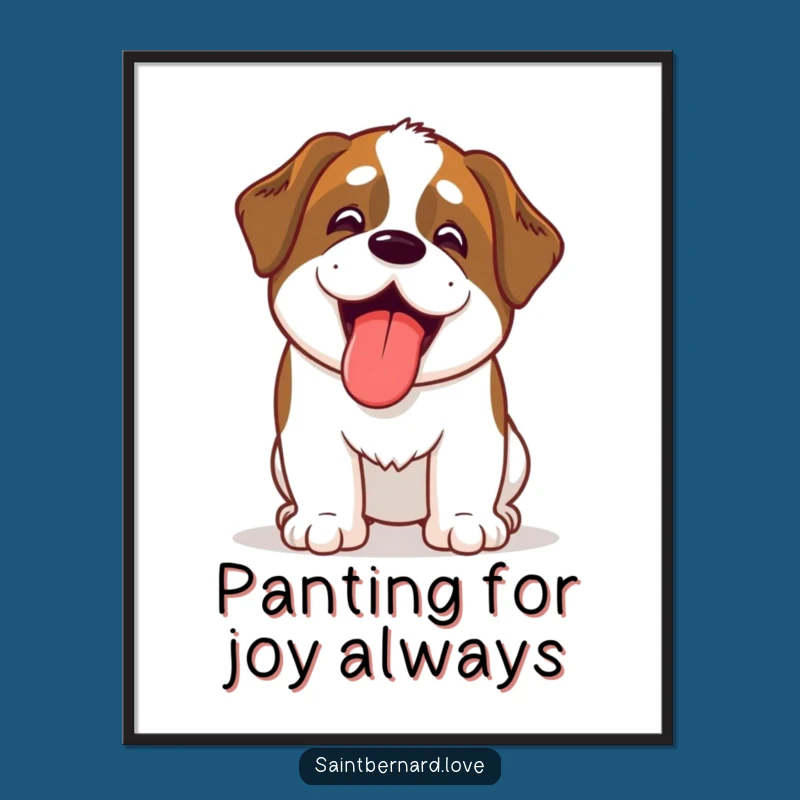 Funny Kawaii Saint Bernard Digital Art: Instant Hilarious Wall Decor Download