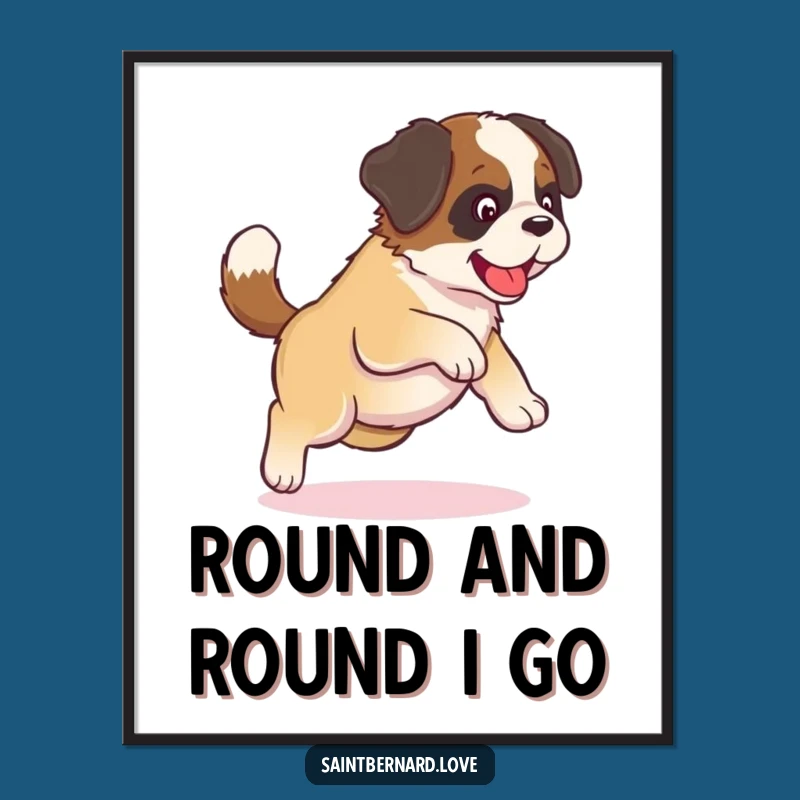 Funny Kawaii Saint Bernard Digital Art - Tail Chasing Instant Decor