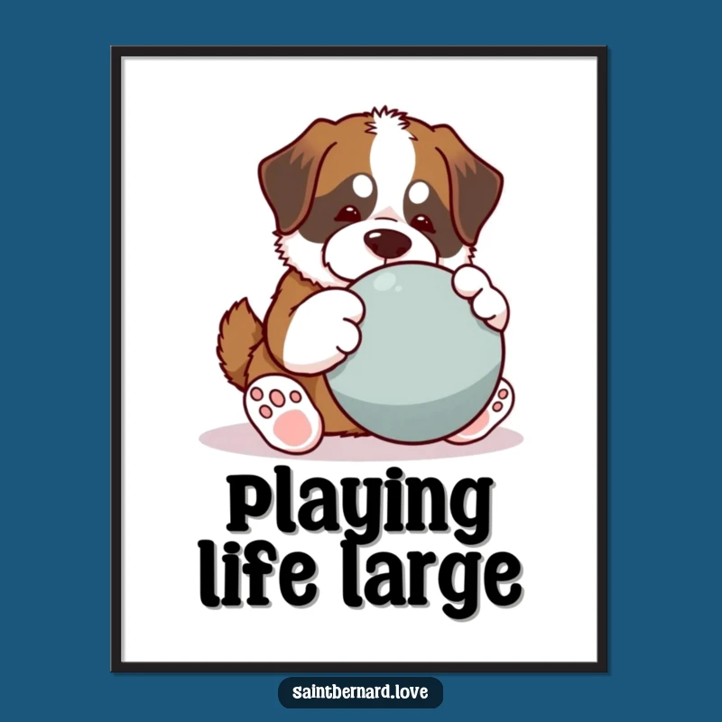 Funny Saint Bernard Art Print: Big Paws Play, Humorous Digital Gift