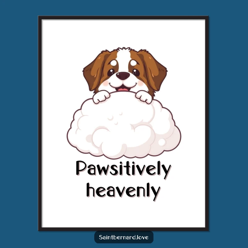 Funny Saint Bernard Cloud Digital Art - Instant Heavenly Smiles for Your Walls!