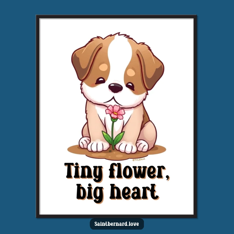 Funny Saint Bernard Digital Art Print - Gentle Gardener for Instant Calm