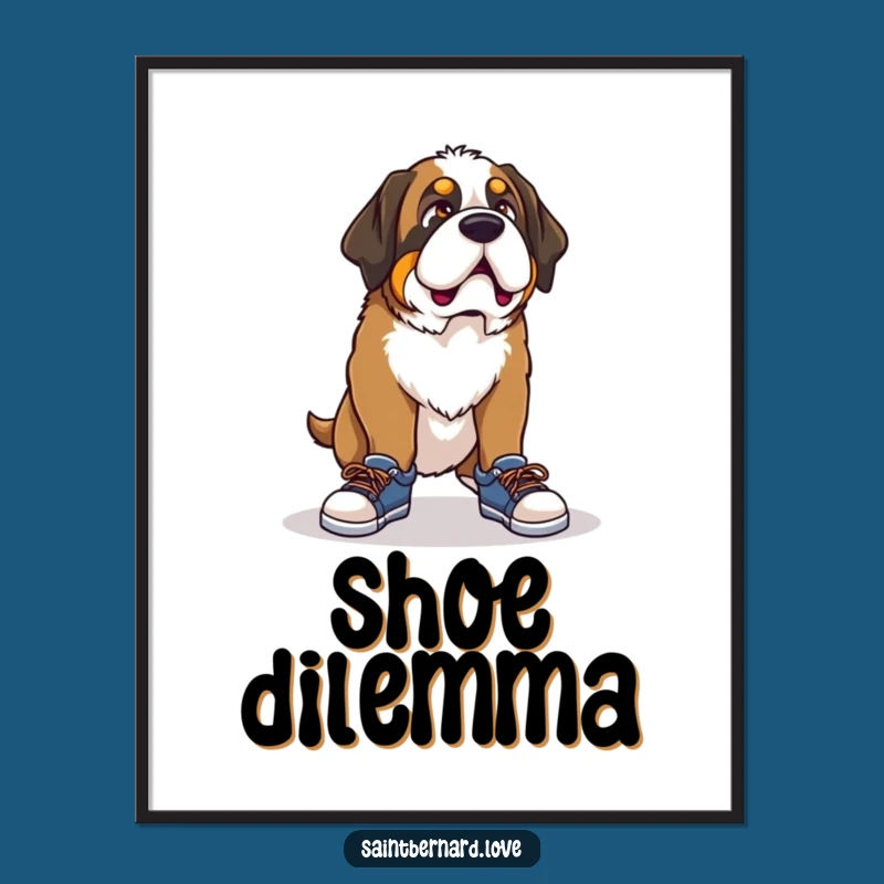 Funny Saint Bernard Shoe Digital Art - Comical Pup, Tiny Footwear