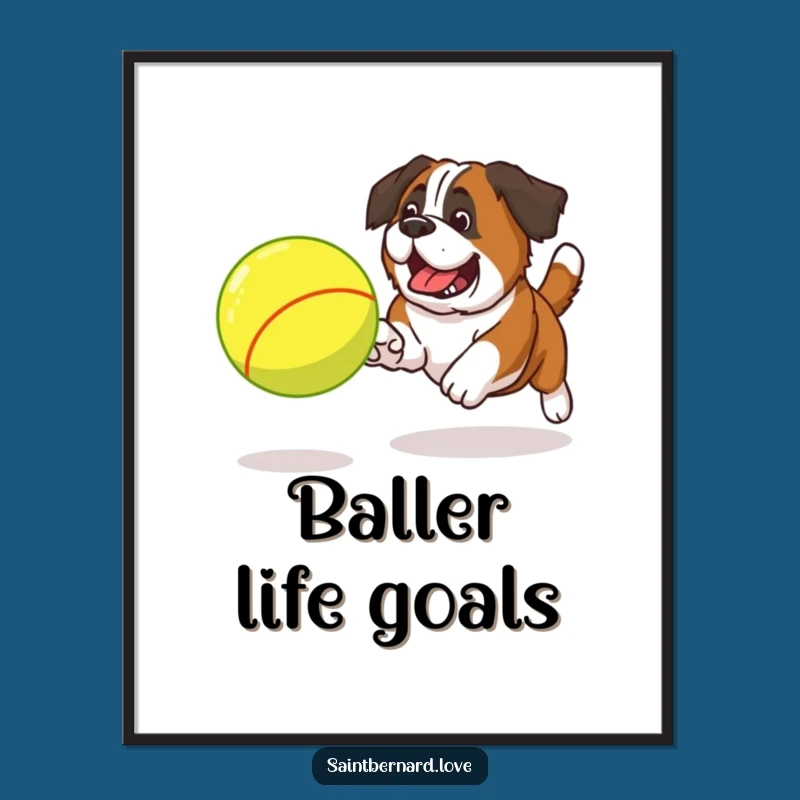 Funny Saint Bernard Tennis Ball Digital Art - Instant Energy for Your Walls!