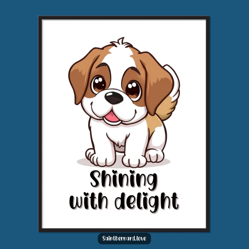 Funny Saint Bernard Wagging Tail Digital Art: Instant Joyful Dog Download