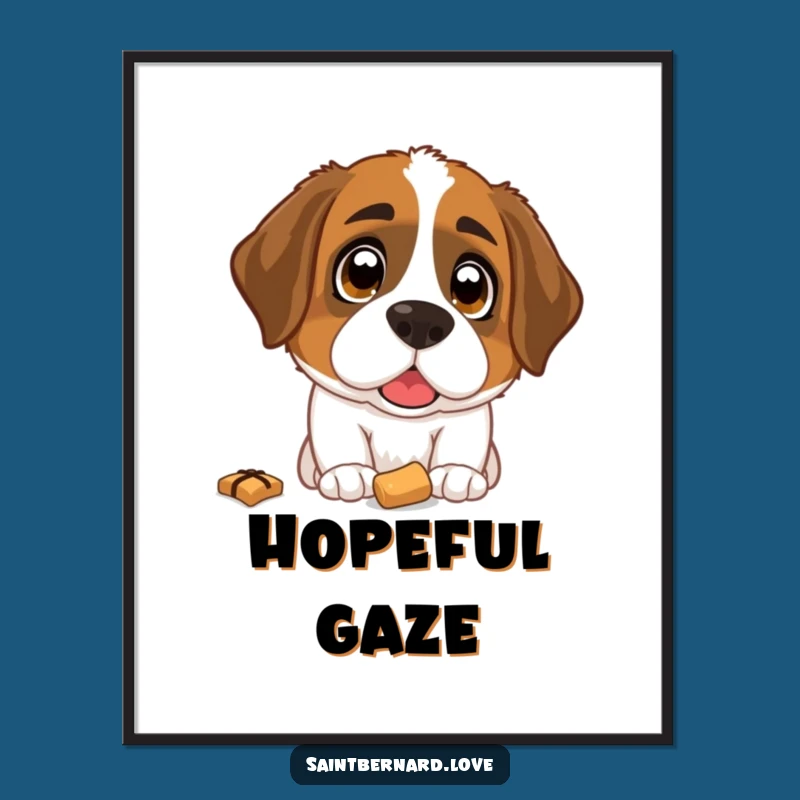 Funny Saint Bernard Treat Digital Print: Instant Download of a Hopeful Dog - Art Gift!