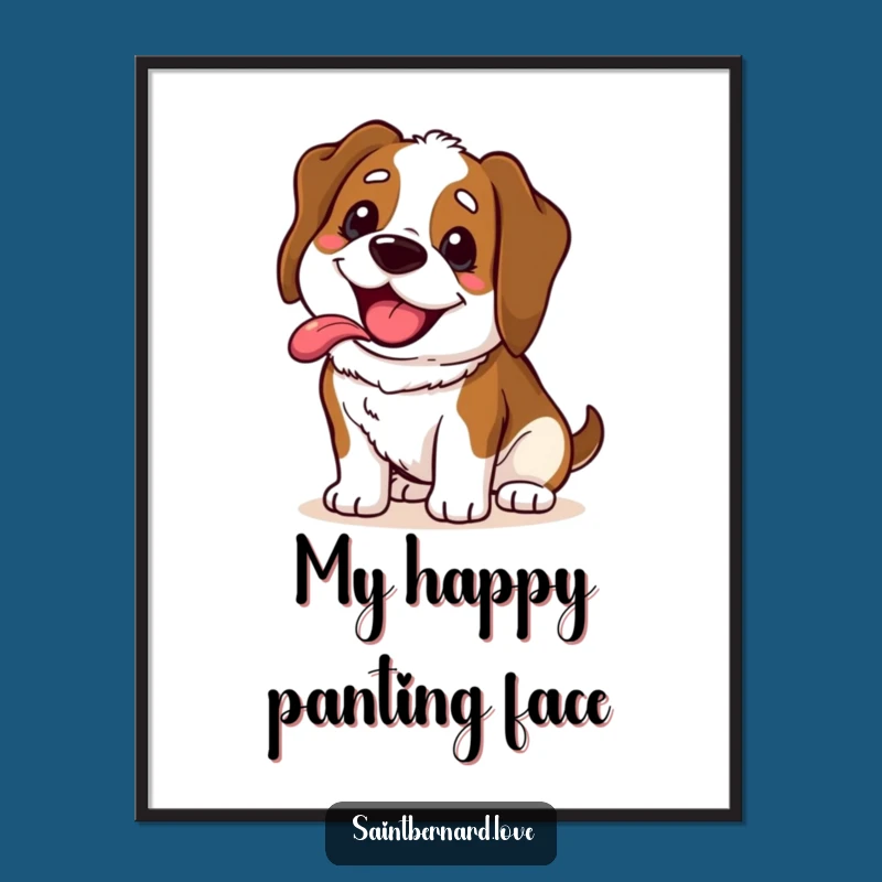 Funny Saint Bernard Digital Art - Happy Grin Print for Dog Lovers
