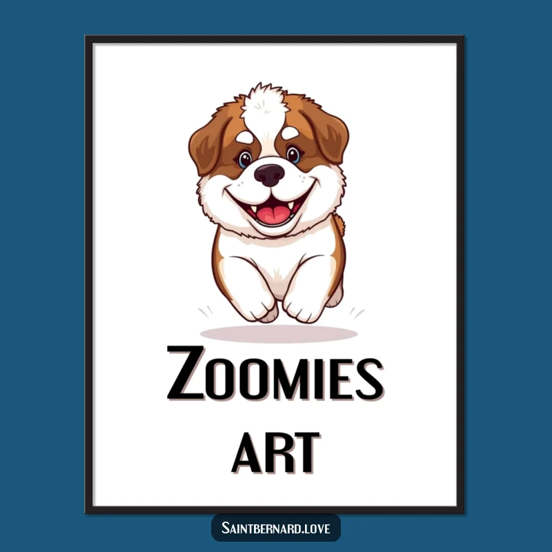 Funny Saint Bernard Puppy Digital Art: Grinning Dog, Instant Joy, Perfect Gift