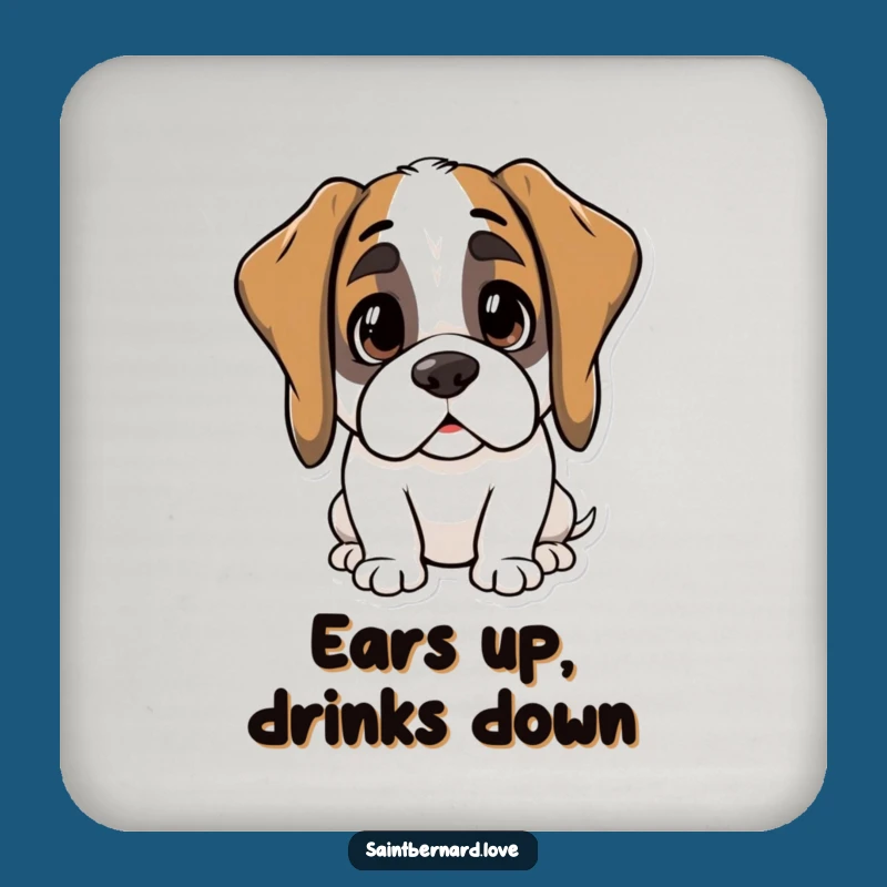 Funny Kawaii Saint Bernard Drink Coaster - Curious Dog Protection Gift