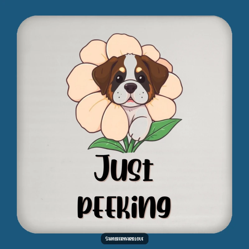 Funny Curious Saint Bernard Coaster - Playful Dog Decor, Perfect Funny Gift
