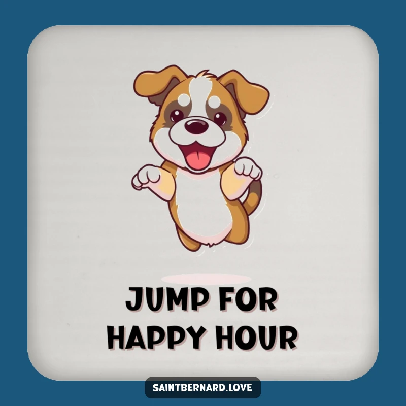 Funny Kawaii Saint Bernard Coaster - Happy Jump Surface Protection