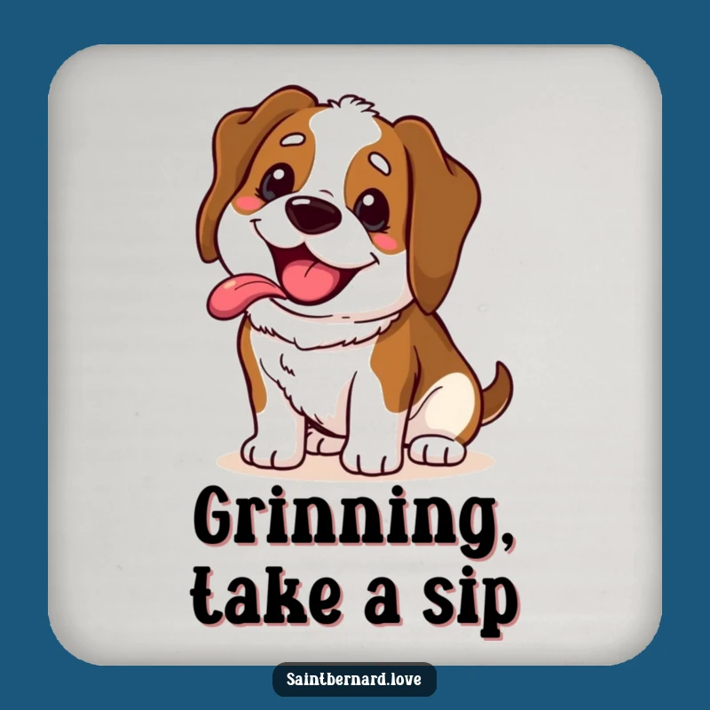 Funny Saint Bernard Coaster - Happy Grin Drink Protector