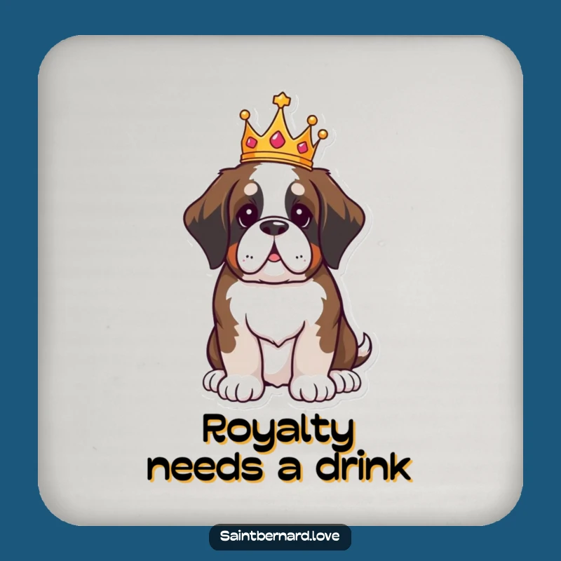 Funny Saint Bernard Coasters: Royal Kawaii King, Humorous Table Gift