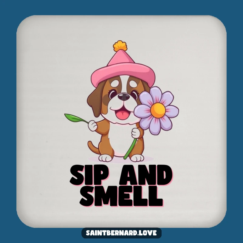 Funny Saint Bernard Flower Coasters: Protect Surfaces with Big Dog Charm