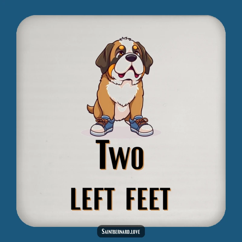 Funny Saint Bernard Shoe Drink Coaster - Protect with Comical Fails