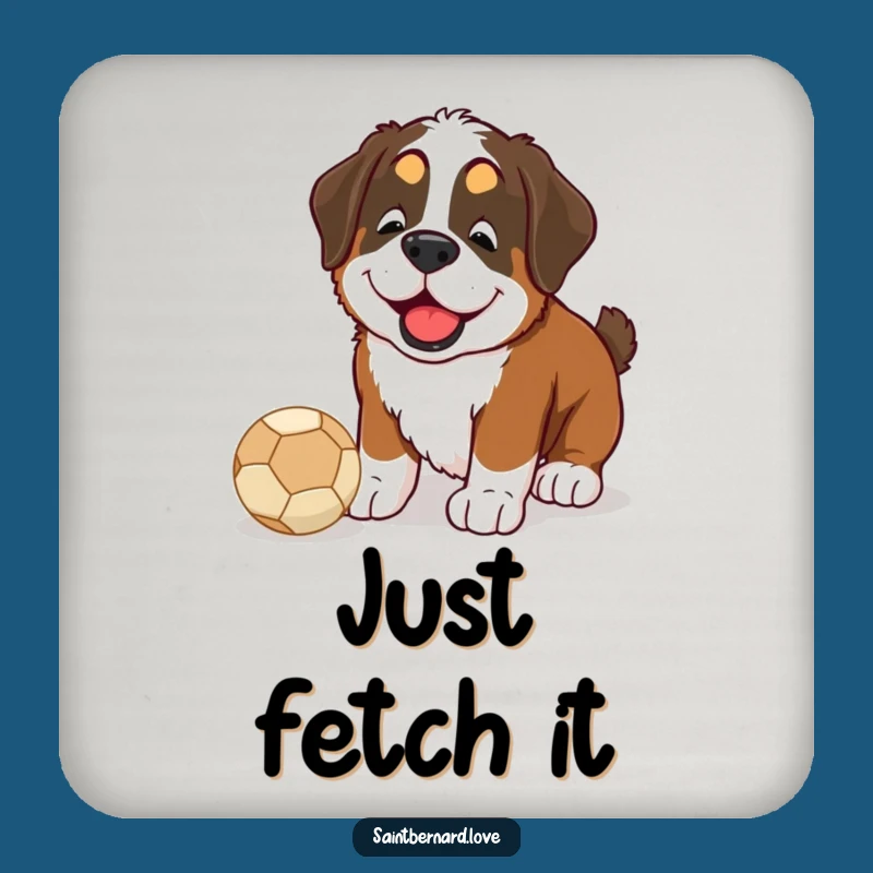 Funny Saint Bernard Ball Nudge Drink Coaster - Protect Surfaces Hilariously