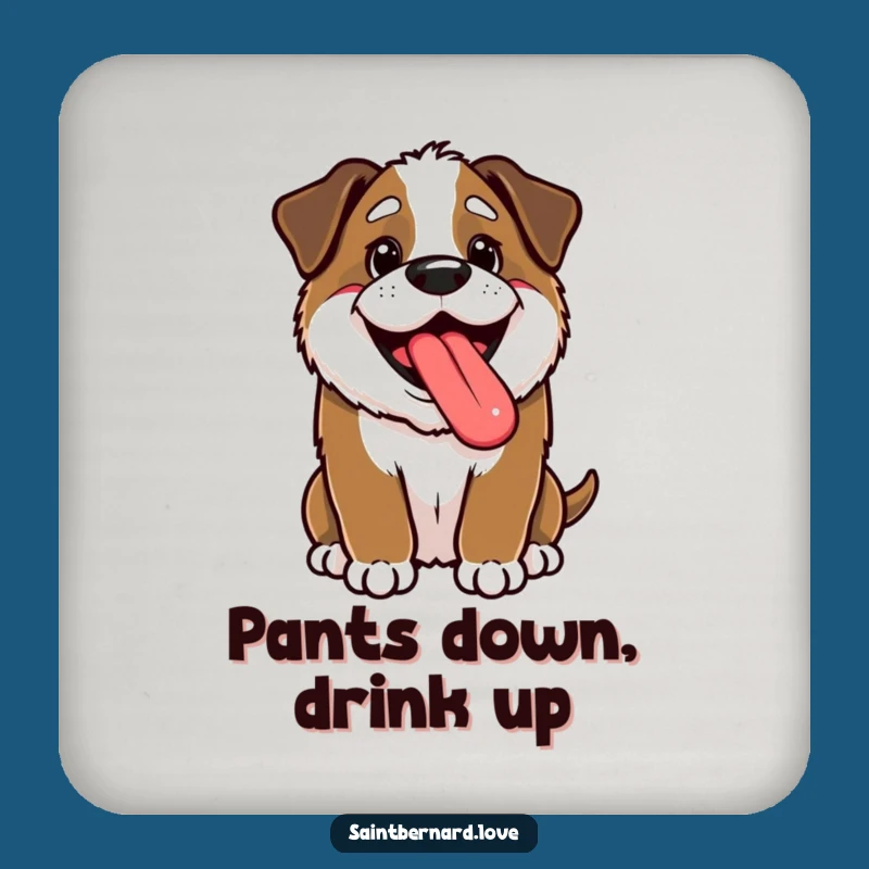 Funny Kawaii Saint Bernard Coaster Set - Happy Panting Protection, Pup Fun